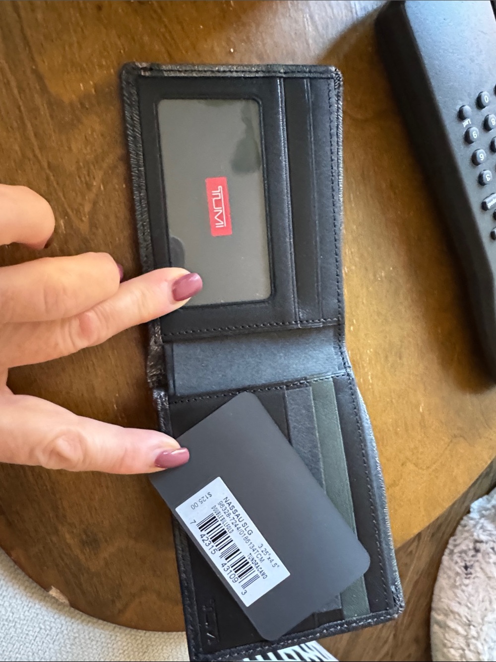 Tumi Black Leather ID Card Holder Wallet